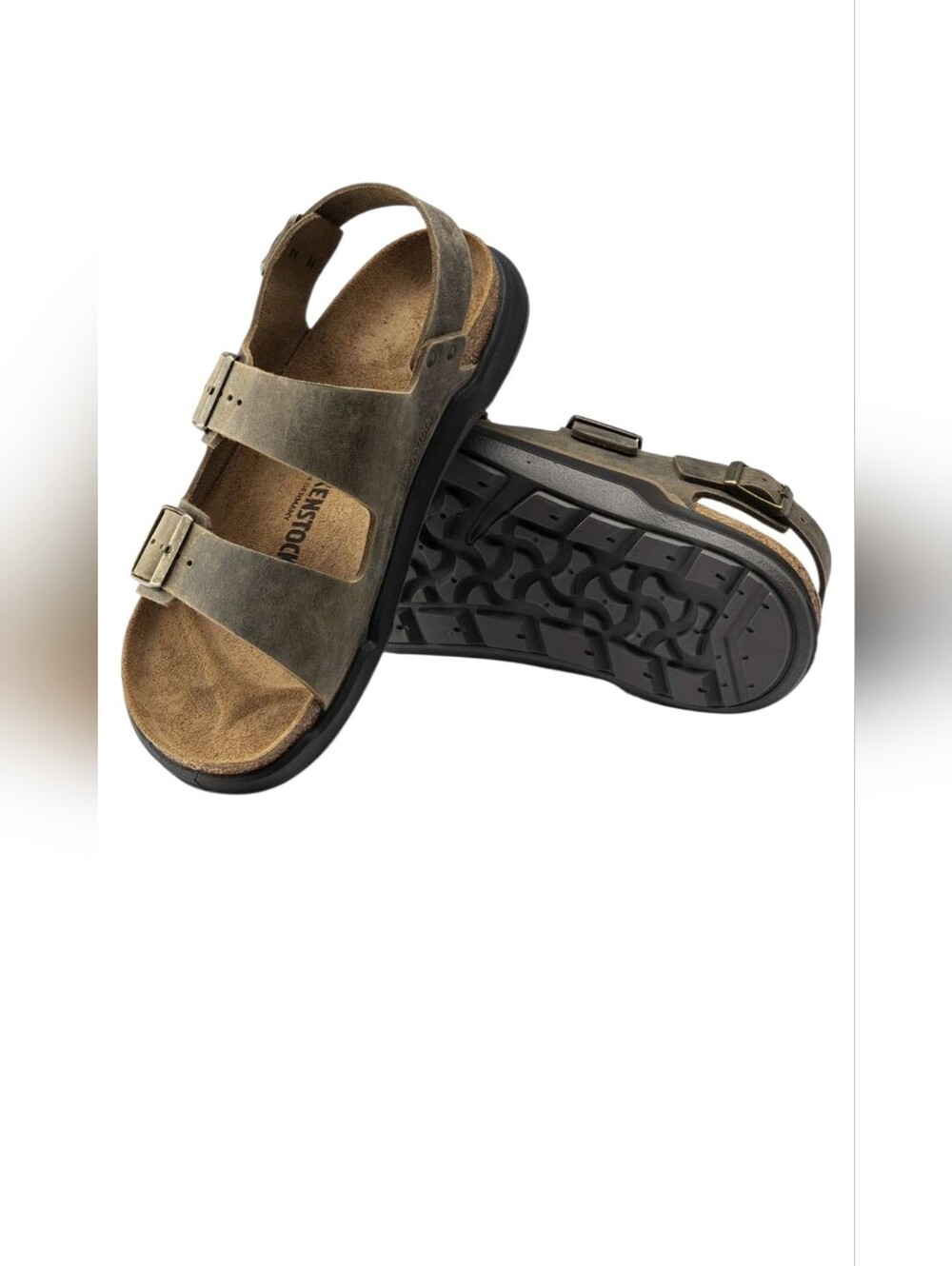 Birkenstock Men's Tan Brown Two-Strap Leather Sandals